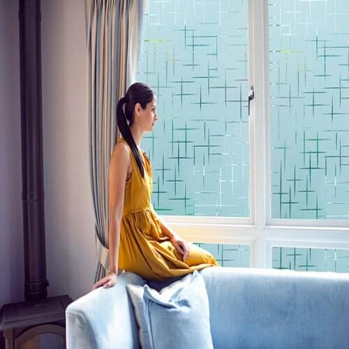 3D cross pattern frosted window film without glue, frosted privacy glass film decorative Anti-UV Insulation Window sticker