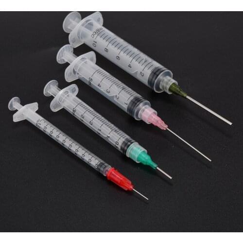 4pcs 1ml 3ml 5ml 10ml Syringes Luer Lock Clear Syringe With 4pcs 14G-25G Blunt Tip Needles and Caps For Industrial Dispensing