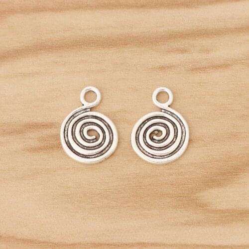50 Pieces Tibetan Silver Swirl Vortex Spiral Charms Pendants Beads 2 Sided for Jewellery Making Accessories
