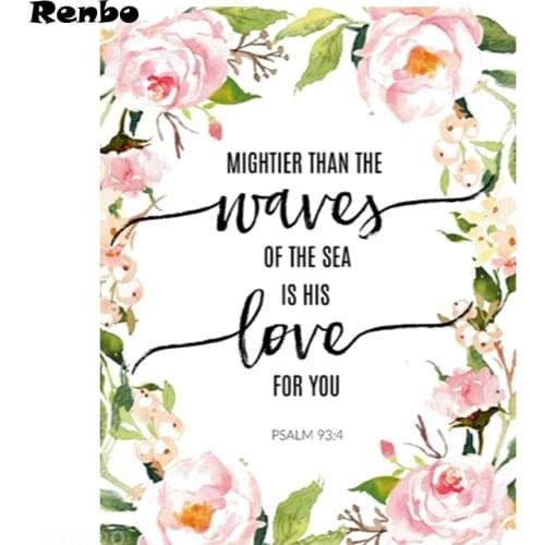 5D Diy Diamond Painting Bible Poetry Scripture Color Flower Christianity Diamond Embroidery of Rhinestone Mosaic Full Square