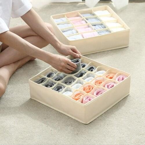 7/16/24 Cells Underwear Storage Basket Cloth Box Detachable Sorting Large Capacity Foldable Elastic Split Room Holder