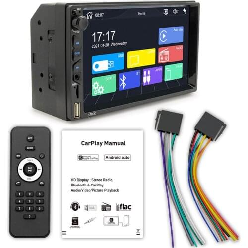 7 Inch 2 DIN Auto CarPlay Touch Screen Stereo FM Radio Bluetooth Wireless MP5 Player Support Android/IOS Mirror Connection