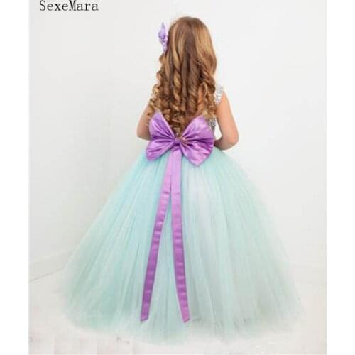 Flower Girl Dress for Weddings Ball Gown Sequins Tulle Girl Party Communion Dress Birthday Gown Custom Made