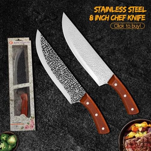 Damask 8 inch High Carbon Clad Steel Butcher Knife Handmade Forged Cleaver With Full Tang Handle Chef Cooking Tools Gift Box
