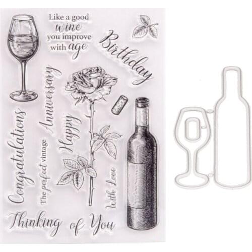 Elegant Red Wine Rose Clear Stamps for Card Making Decoration and DIY Scrapbooking Silicone Stamps for Handmade Crafts 85DA