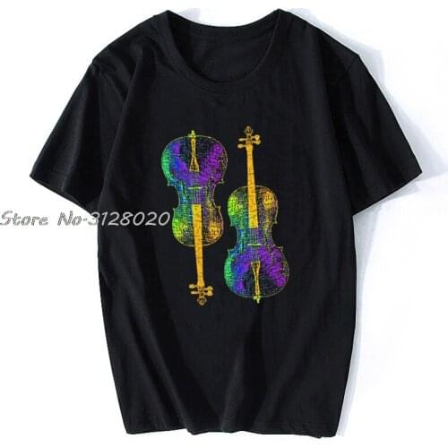 Double Cellos Musical Instruments Tees Shirt Youth High Quality T Shirt Men Short Sleeved Cheap Brands Merch