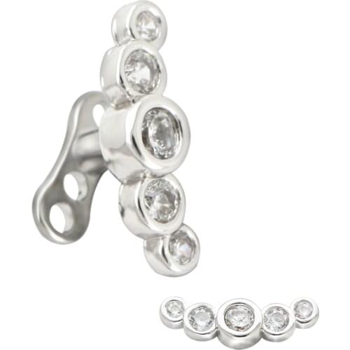 JHJT MUSI G23 Titanium Dermal Anchor Cubic Zirconia Body Jewelry Skin Piercing
