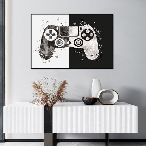 Abstract White And Black Game Handle Painting On Canvas Posters And Prints Wall Art Picture For Living Room Bedroom Decoration