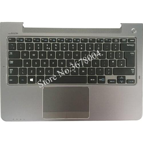 NEW UK For Samsung NP530U3C NP530U3B NP535U3C NP540U3 NP532U3C NP532U3A UK laptop keyboard gray palmrest cover