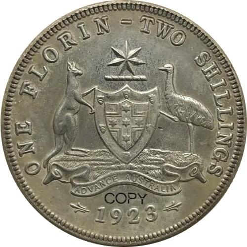Australia George V 1923 Year One 1 Florin Two Shillings Cuproickel Plated Silver Copy Coins