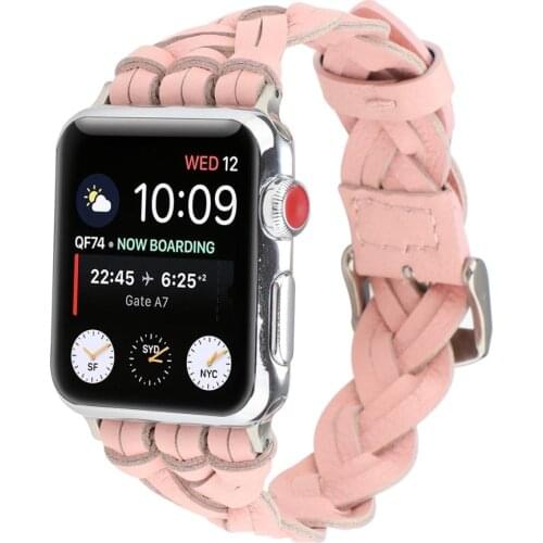 New Leather Braided Single Loop Strap for Apple Watch 6 5 4 3 2 1 SE Lady Women Watchband for iWatch 44mm 40mm 42mm 38mm Belt
