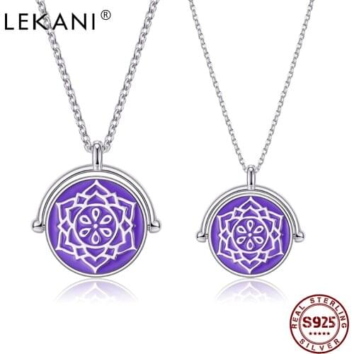 LEKANI 925 Sterling Silver Pendant Necklace For Lovers The Chakras Round Austria Crystal Necklace Party Fine Jewelry 2021