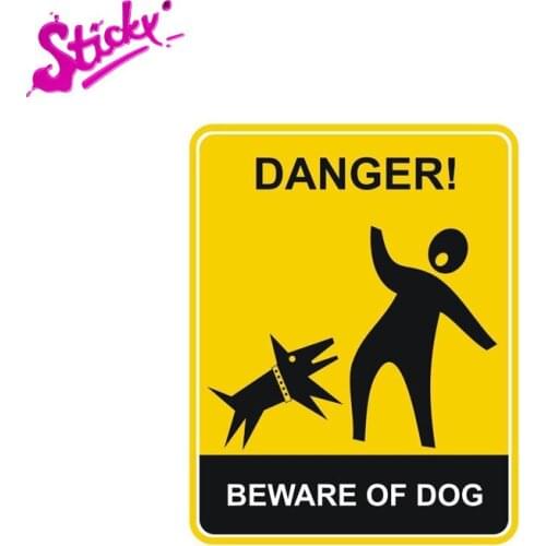 STICKY Funny Caution Wicked Dog Danger Beware Of The Dog Signs Car Sticker Decal Decor Cover Scratches Waterproof