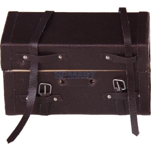SPMART 1/12 Dollhouse Miniature carrying vintage leather wood suitcase luggage