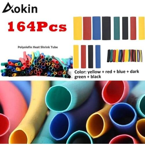 164pcs Set Polyolefin Shrinking Assorted Heat Shrink Tube Wire Cable Insulated Sleeving Tubing Set