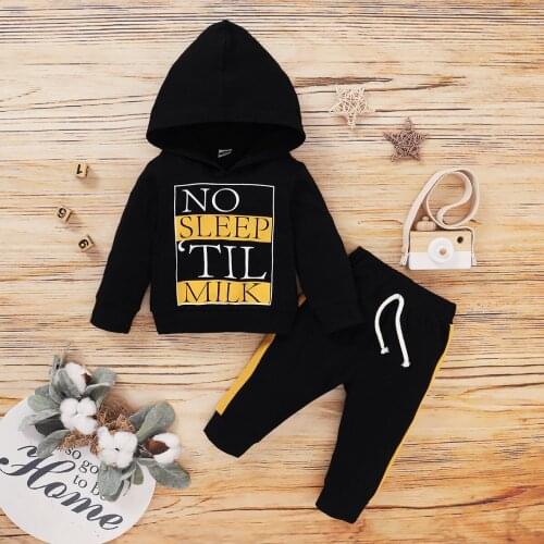 Fall Winter Kid Newborn Baby Toddler Boy Clothes Lounge Set Long Sleeve Hooded Sweater Long Pants Outfits Set 3 16 18 24 Month