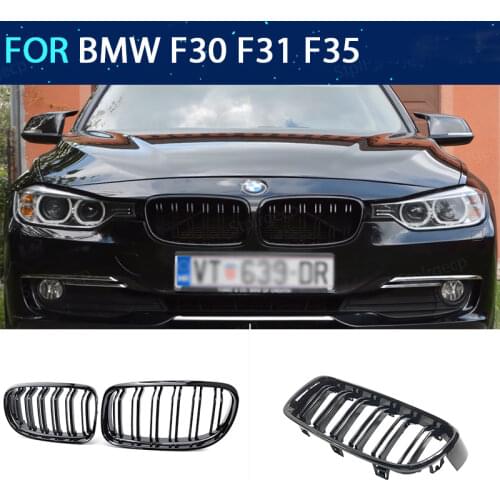 Front Grill Grilles Kidney Grill Replacement for BMW 3 series F30 F31 F35 2011-2019 Double Slat M4 Sport Style Bright Black