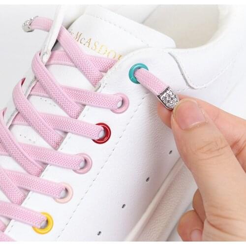 Flat Shoelaces Elastic Quickly put on and take off in 1 second Lazy Laces Press The Metal Lock No Tie Shoelaces Of Sneakers