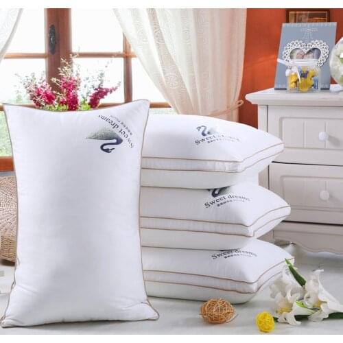 White goose feather pillow cotton cover five star hotel pillow adult single