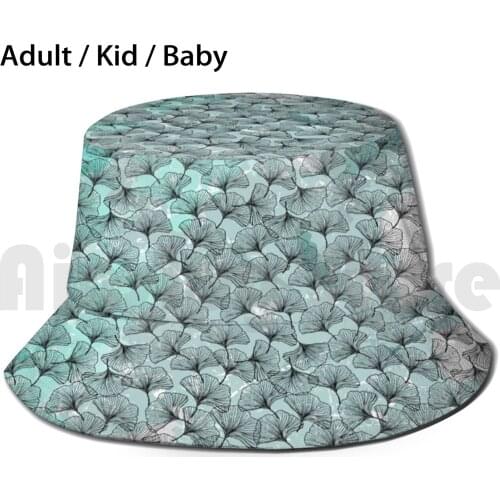 Ginkgo Biloba Love Sun Hat Foldable UV Protection Popart Pattern Abstract Vintage Nature Green Gold Blue Modern Fun