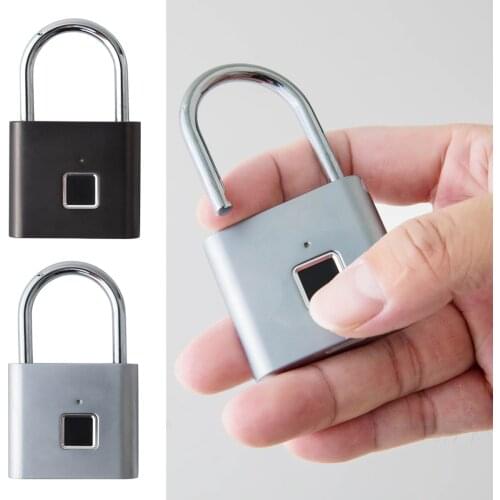 Fingerprint Padlock USB Rechargeable Smart Keyless Door Lock Stainless Steel Door Locks With USB Cable Security Tool
