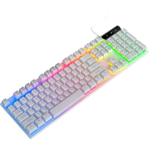 104 Keys Led Backlit Usb Gaming Keyboard Game Mechanical Feel Keyboard Gamer Ergonomic Wire Keyboard Folding Foot Support