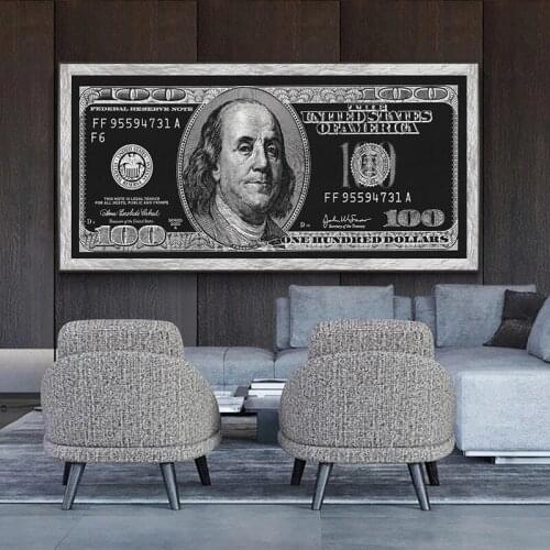 Golden Dollar Inspirational Canvas Paintings Art Poster and Prints Silver Money Canvas on The Wall Art Picture Living Room Decor