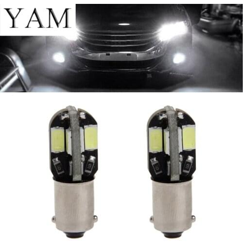 YAM 1 Pair DC 12V BA9S H6W 5630 8 SMD LED Signal White Light For Car