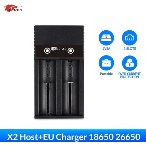 IMREN X2 18650 Lithium Battery Chargers for Li-ion 18650 18500 18350 17650 17500 21700 22650 25500 Batteries 2 Slots USB Charger