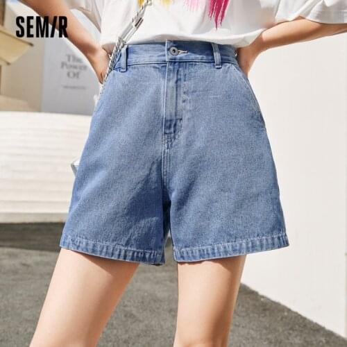 SEMIR Denim Shorts Women Elastic Waist 2021 New Loose A-Line Jeans Korean Style Ladies High Waist Hot Short Pants