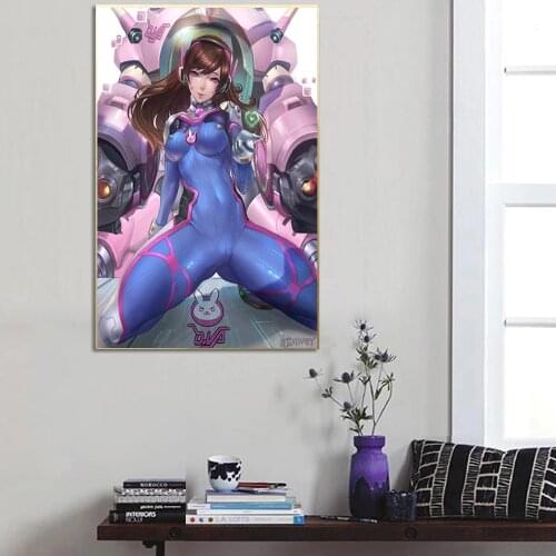 1 Piece of D.Va Blue Game Painting Wall Art Poster Wall Home Childrens Room Canvas Painting