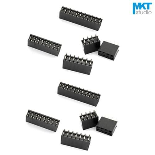 100Pcs 2.54mm Pitch Double Row Straight Pins 8.5mm Female PTH Pin Header For Arduino 2x6P 2x7P 2x8P 2x9P 2x10P