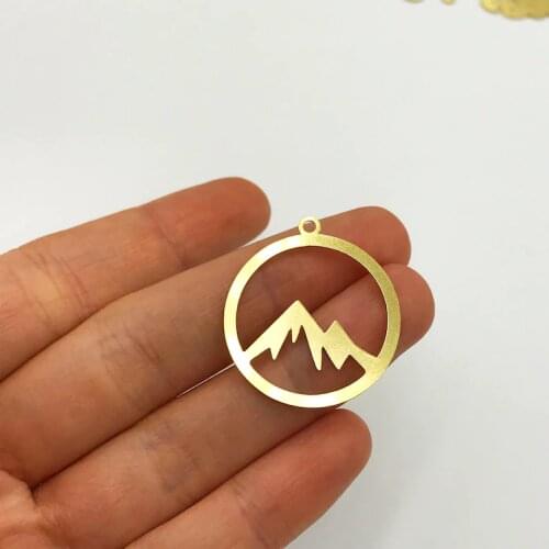 2pcs Brass Mountain Charm, Mountain Range Peaks Charm, Mountain Hill Necklace Pendant, Laser Cut Jewelry Supplies