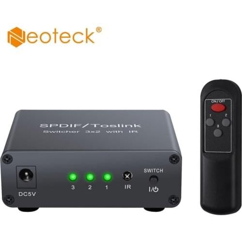 Neoteck 3 Port Optical Switcher With 2 way Spdif Toslink Optical Digital Audio Splitter Alloy 2 Way Digital Audio Splitter