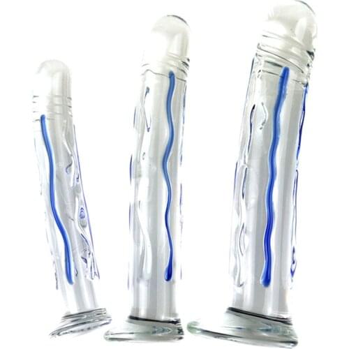 3Size Big Crystal Glass Dildo Realistic Smooth GPoint Female Masturbation Glass Dildo Anal Butt Plug Sex Toys For Women Buttplug
