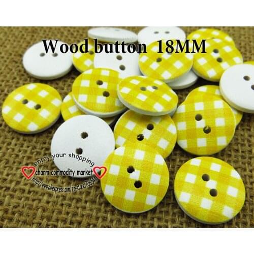 30PCS 18MM Squares Yellow Painting Wooden Buttons Sewing Clothes Boots Coat Accessories MCB-747