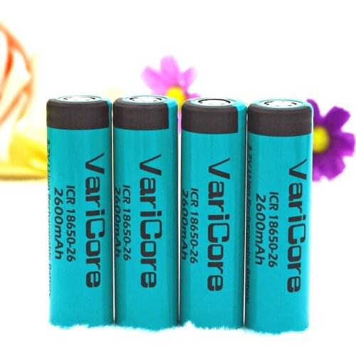 4PCS/lot 100% Original VariCore 18650 2600mAh Li-ion Rechargeable Battery 3.7V ICR18650-26 + Free shopping