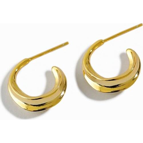 5.8mm*10mm 100% Authentic 925 Sterling silver Gold /White concave-convex Surface Irregular Stud earrings Jewelry TLE1044