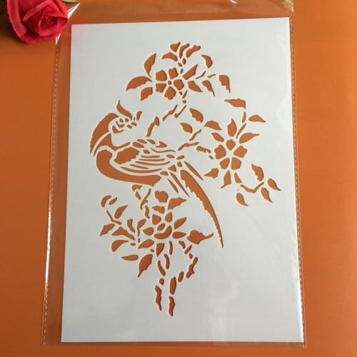 A4 29 * 21cm bird Leaves DIY Stencils Wall Painting Scrapbook Coloring Embossing Album Decorative Paper Card Template