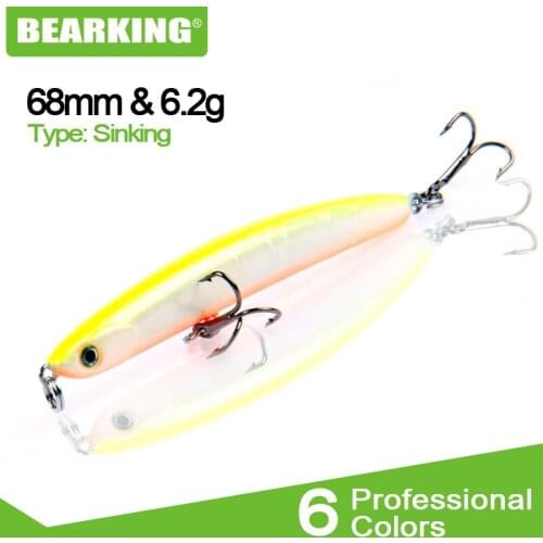 Bearking brand 1PC quality Pencil Fishing Lure Laser Hard Artificial Bait 3D Eyes 68mm 6.2g Fishing Wobblers Crankbait Minnows