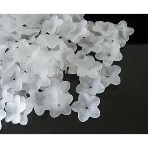 Free shipping-200PCs White Flower Frosted Acrylic Beads End Caps Findings 18x18mm(6/8"x6/8") D0150