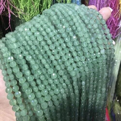 Natural Stone Bead Green Aventurine Bead Oblate Faceted Loose Spacer Beaded For Jewelry Making DIY Necklace Bracelet Accessories