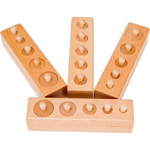 Wooden Montessori Set Cylinder Socket Puzzle Toy Baby Practice Senses Toys Preschool Children Educational Toys For Children Kids