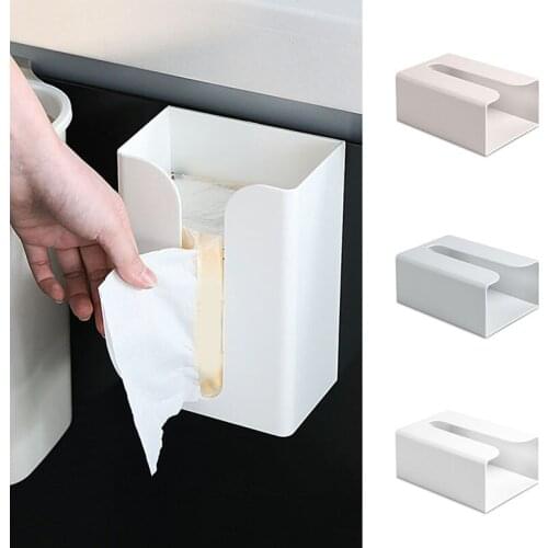 Home Accessories Portable Wall Mounted Toilet Kitchen Tissue Box Paper Holder Punch Free Tissue Organizer Case Home Decoration