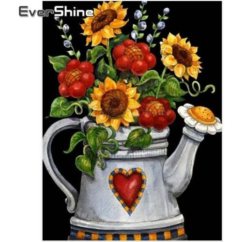 EverShine DIY Full Square Diamond Embroidery Sunflowers Rhinestones Painting Diamond Mosaic Flowers Wall Decor Handicraft Art