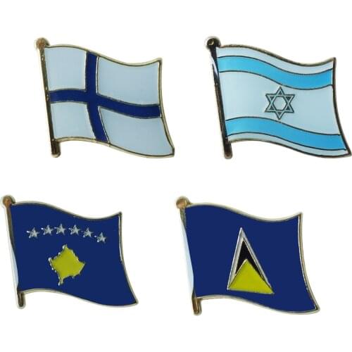 Finland israel kosovo Saintlucia flag Lapel Pin Badge Enamel badge brooch Jeans shirt bags Cool Gift (10pcs/lot)