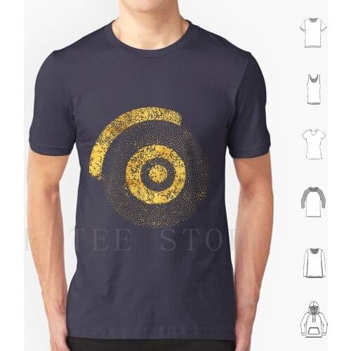 Gold Target T Shirt DIY Big Size 100% Cotton Minimalist Pointillism Target Darts Abstract Black Gold Golden Circle Ball Dots