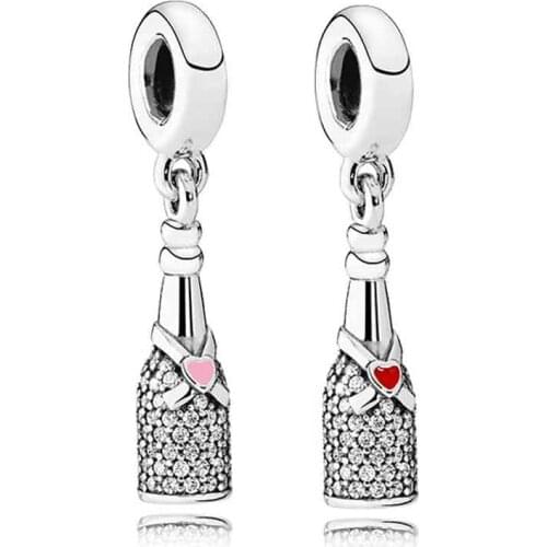 Exquisite Red wine glass & coffee cup unique charms fit original pandora bracelet diy bead jewelry making pendant for women gift