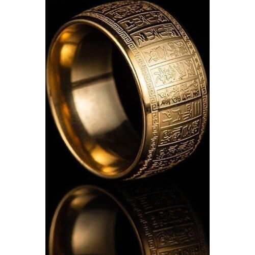 Rings for men gold Buddhist Stainless Steel Jewelry ring Golden Light Domineering big Steel ring Steampunk rock gift accesories