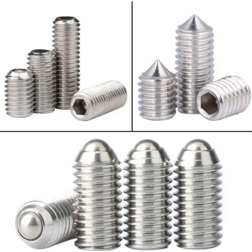 M3 M4 M5 M6 M8 M10 Hex Socket Set Grub Allen Cup cone Point Screw Metric Spring Ball Plunger PointMachineBolt 304Stainless Steel